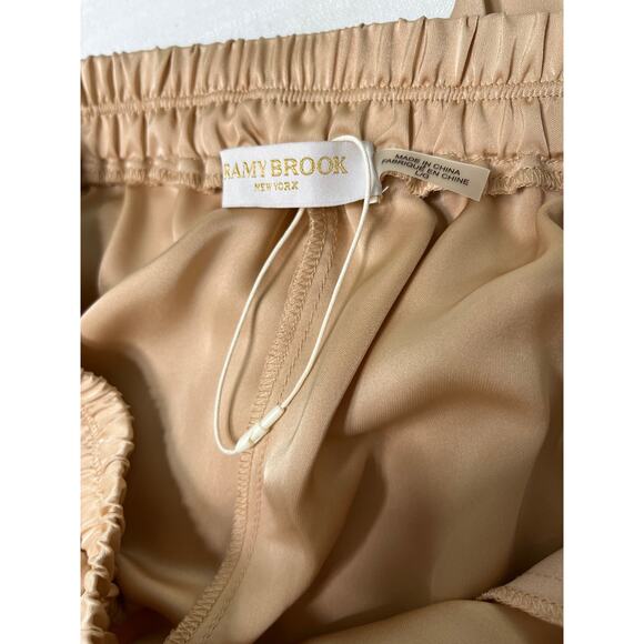 Ramy Brook Tad Cropped Pant Buttercream Satin Joggers pockets Size L - Picture 3 of 10